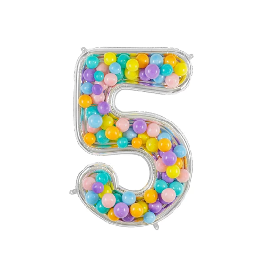 Számkeret 5-ös latex lufikhoz 126 cm ezüst