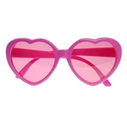 Szemüveg szívek, rózsaszín, keret szélessége 14 cm, keret magassága 6 cm, szár hossza 13 cm