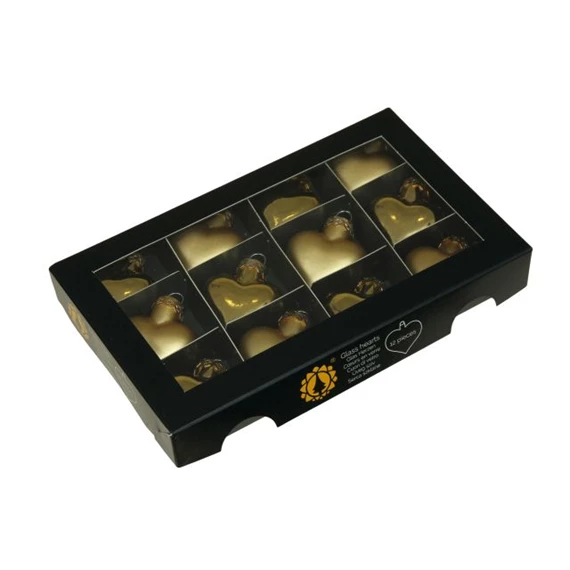 Szív 4 cm bright gold combi S/12