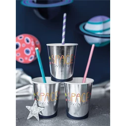 Szívószál papír 19,5cm rózsaszín S/10