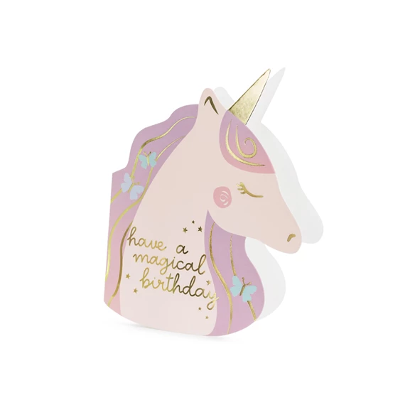 Születésnapi kártya unikornis, mix, 15x18,5 cm