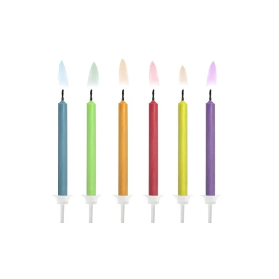 Szülinapi gyertya színes lánggal paraffin 6cm S/6