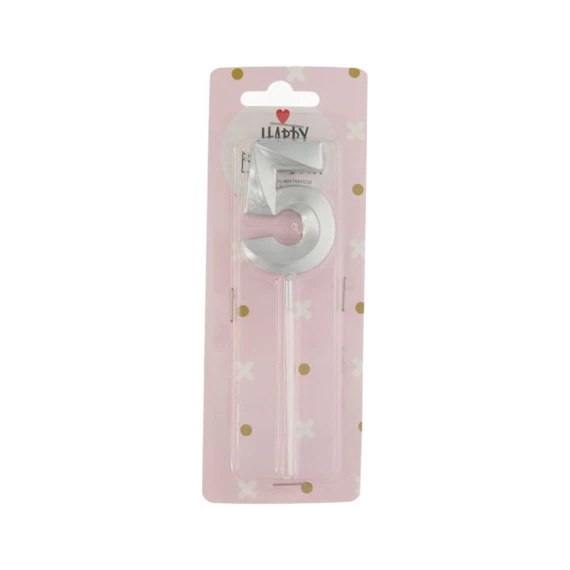 Szülinapi számgyertya 5-ös, betűzős 5 cm