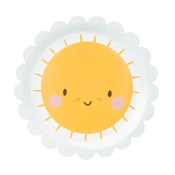 Papírtányér napocskával papír 18 cm fehér, sárga S/6