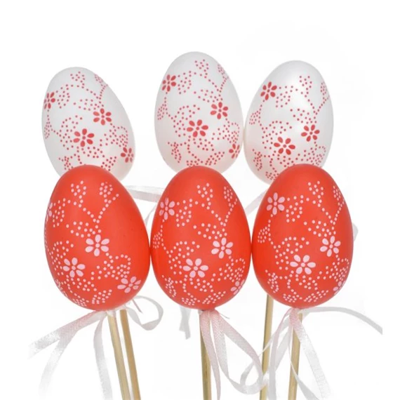 Tojás virág mintával, betűzős 6 cm S/6