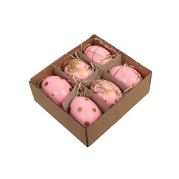 Tojás igazi, arany mintával, dobozban 6 cm S/6