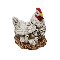 Tyúk csibékkel, fészken ülő 6,4x6,1x6,3 cm